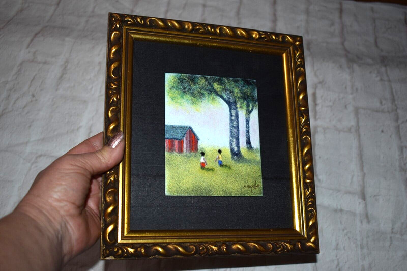 Vintage DOM MINGOLLA Enamel on Copper Painting Signed #2 gallery