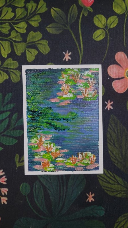 ACEO Original Painting Water Lillies Nature Pond «The Lillies» Set #4 of #5