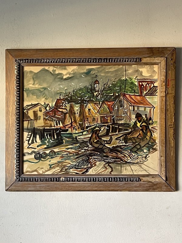 ALFRED CZEREPAK ANTIQUE MASSACHUSETTS BOAT DOCK LANDSCAPE PAINTING OLD MODERN 50 gallery