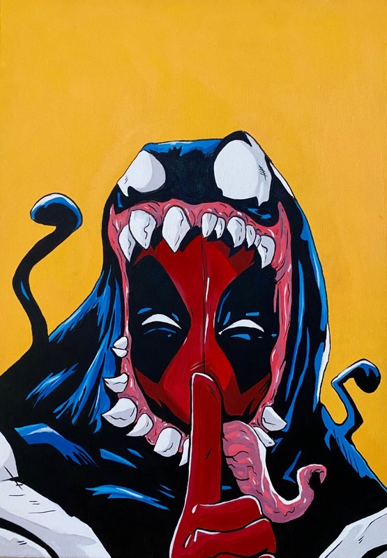 Deadpool&Venom , On Canvas, original hand painted artwork. 14»x 20»