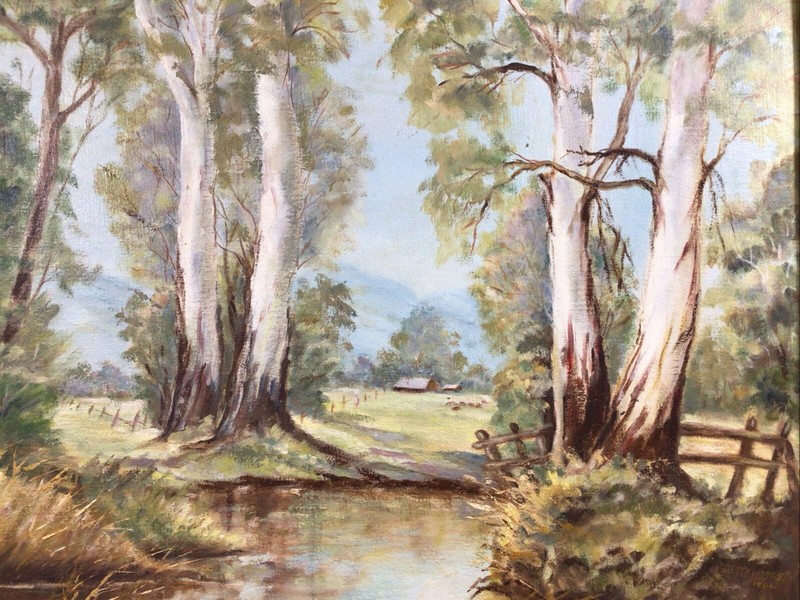 Betty Woods 1986 Old Homestead Framed Oil Painting gallery