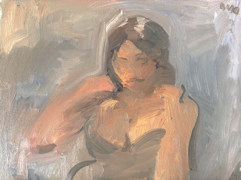 Portrait Woman Cubism Oil Painting on 18”x14” Canvas Original Signed