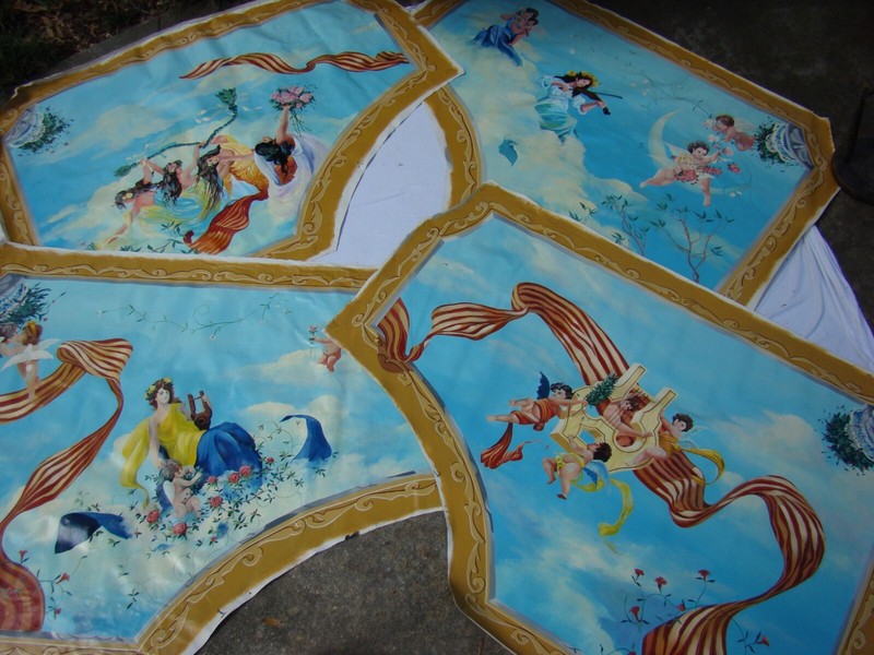 CEILING ART PANELS Large Paintings on Canvas Charleston SC Putti Cherub MUSIC