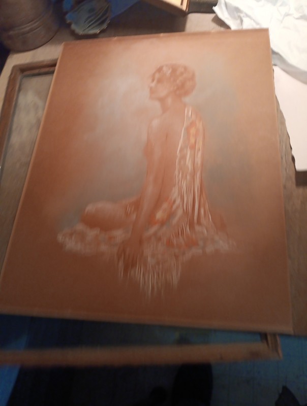 Drawing Sitted Lady Signed C. Cullen 38 Watercolor gallery