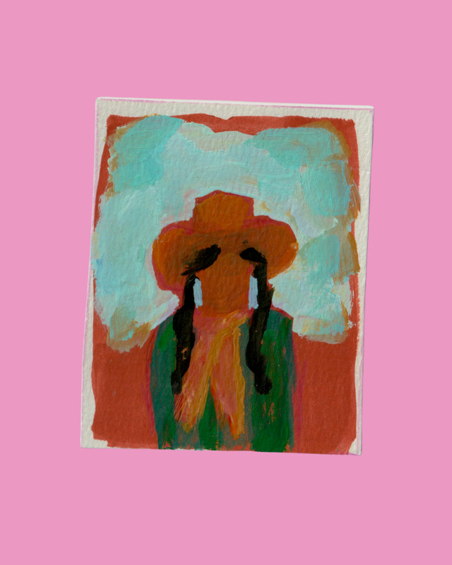 Original Cowgirl Gouache Painting| Abstract Cowgirl | Western Decor| Mini Painti
