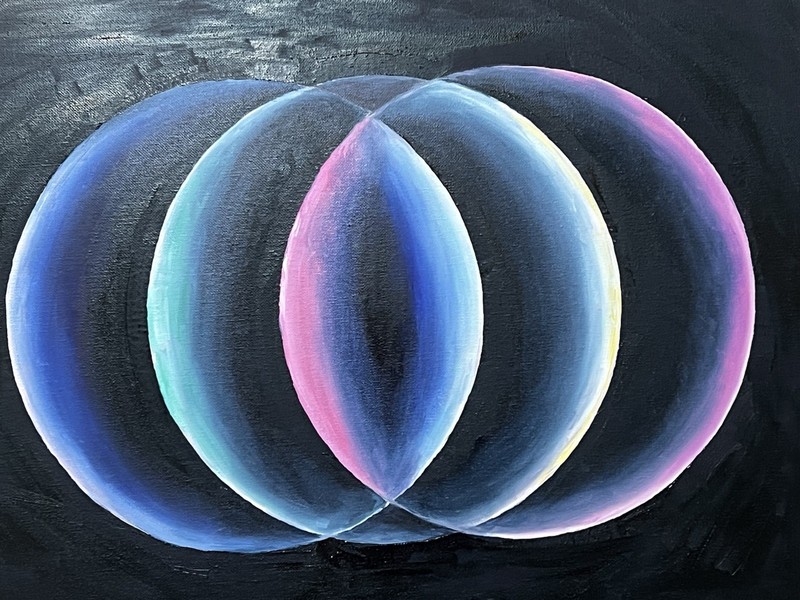 Great Offer. «Rings of Color» Original Oil Painting Size 20×16 Single piece.