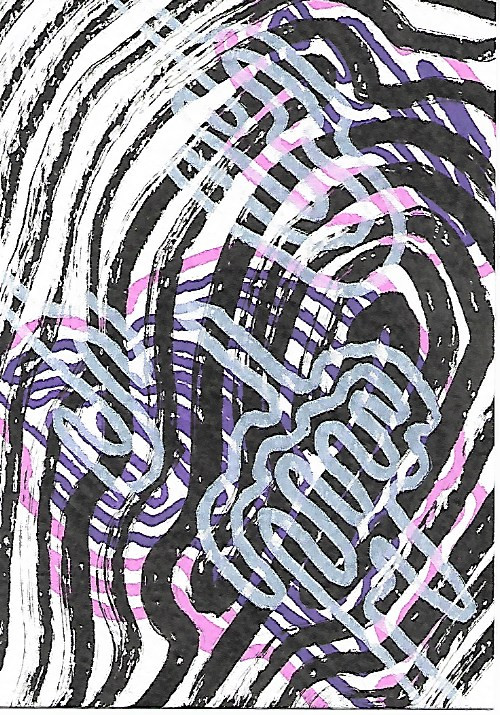 ACEO ATC CARD «Flora in Black 18» REASOR Original Abstract Painting 2.5×3.5
