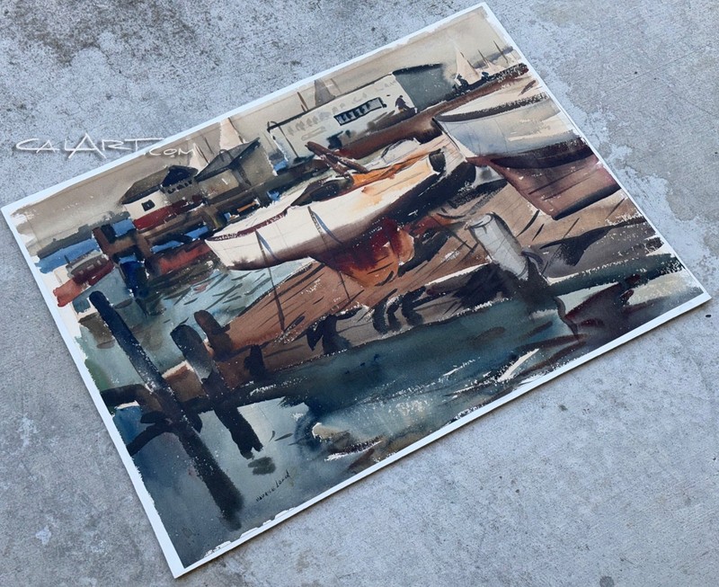 1950s Harbor Docks painting MAURICE LOGAN SOCIETY OF SIX CaLiFoRnia Regionalist gallery