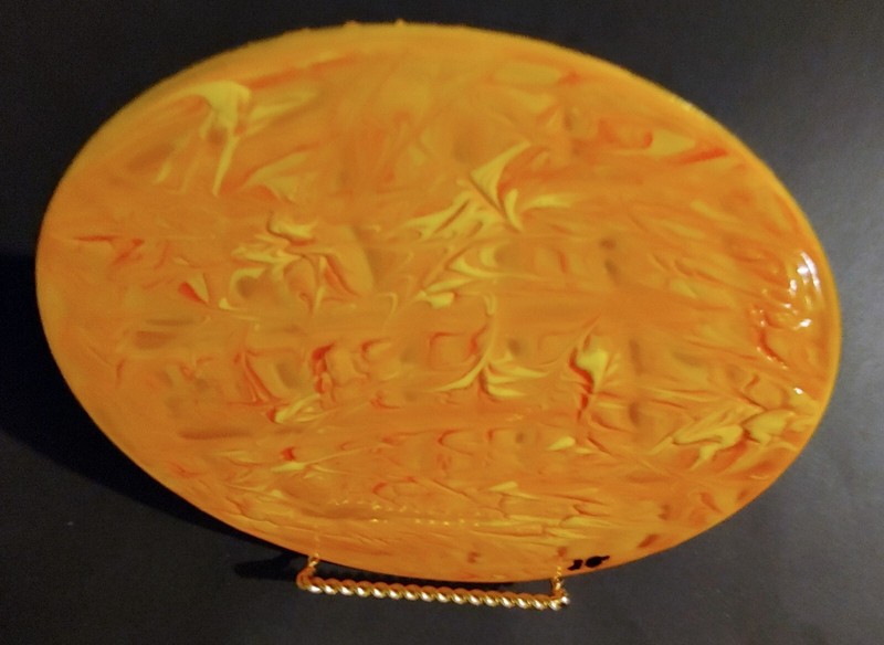 Modern ART-SIGNED- Hand Painted on 7 1/4in Dia Metal Disc W/Stand- One of a Kind gallery
