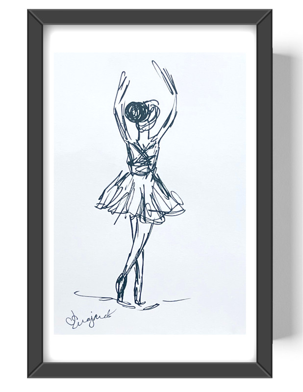 Guajardo Art: Ballerina Dancer 9X6 Original Paper Signed Home Decor