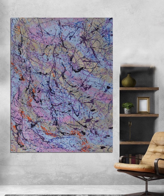 Jackson Pollock style￼ Profession￼al Painting 81” X 62”(6ft 9in)Abstract Modern gallery