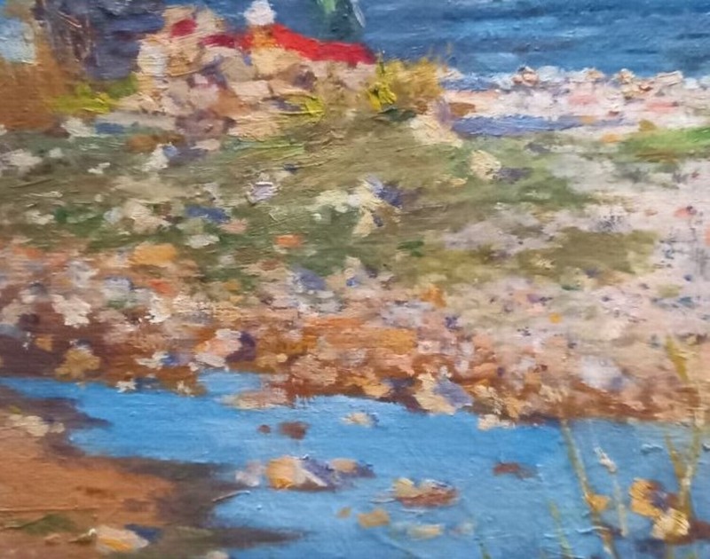 Oil painting Ochakov Ukrainian painter Cardboard original seaside landscape gallery