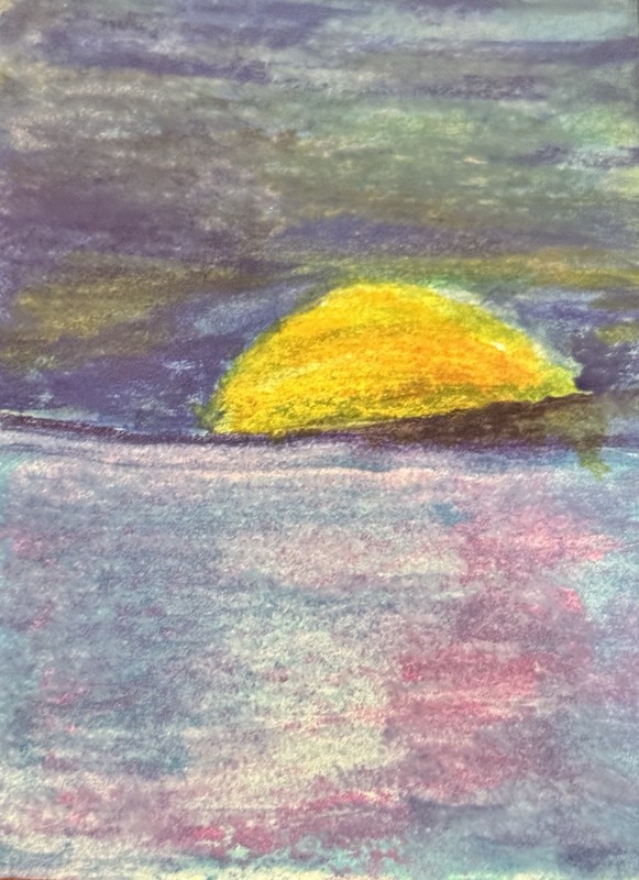 Original Abstract Landscape Oil Pastels 2.5×3.5in Mini Art ACEO/ ATC Card