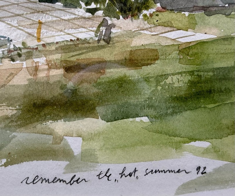 ⭕️ ORIGINAL 1993 LAMBRECHT WATERCOLOR HOUSE PORTRAIT “HOT SUMMER 92” gallery