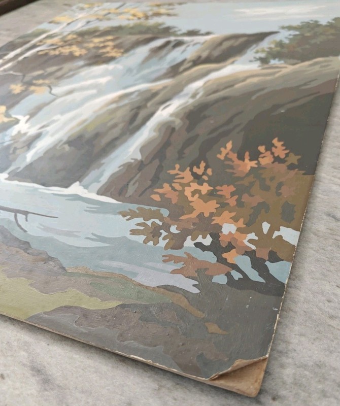 Vintage Waterfall Paint By Number Wall Art Decor Fall Nature Outdoors 16x20" gallery