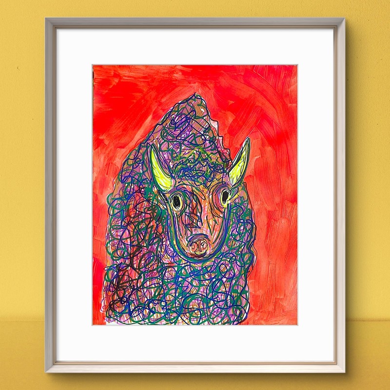 Buffalo Says Try Me- I'll Do It Again Abstract Original Acrylic On Paper 11x14 gallery
