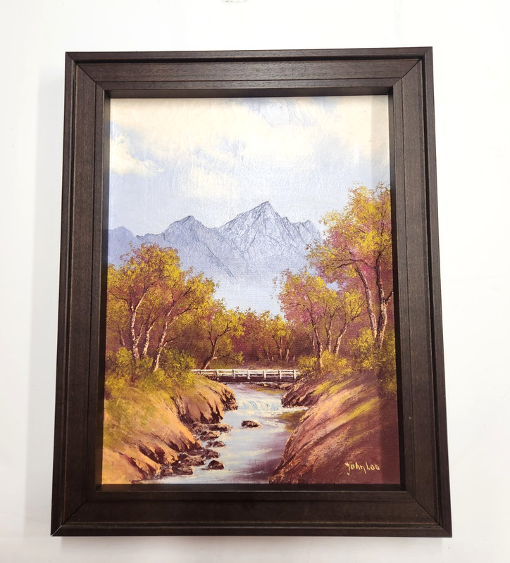 Arizona Landscape Mountain Bridge Stream Framed Original Oil Painting ~ John Loo