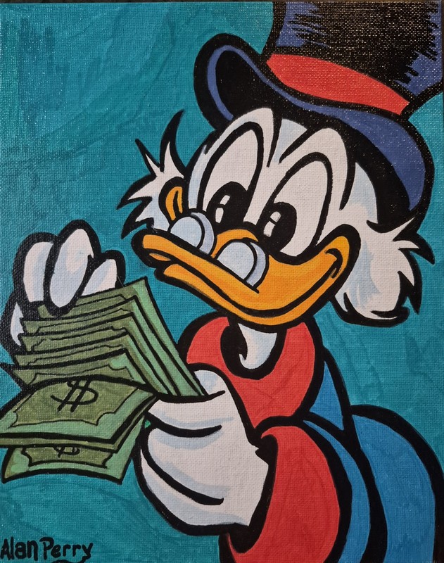 Uncle Scrooge McDuck, 8″ x 10″ Original Acrylic Painting