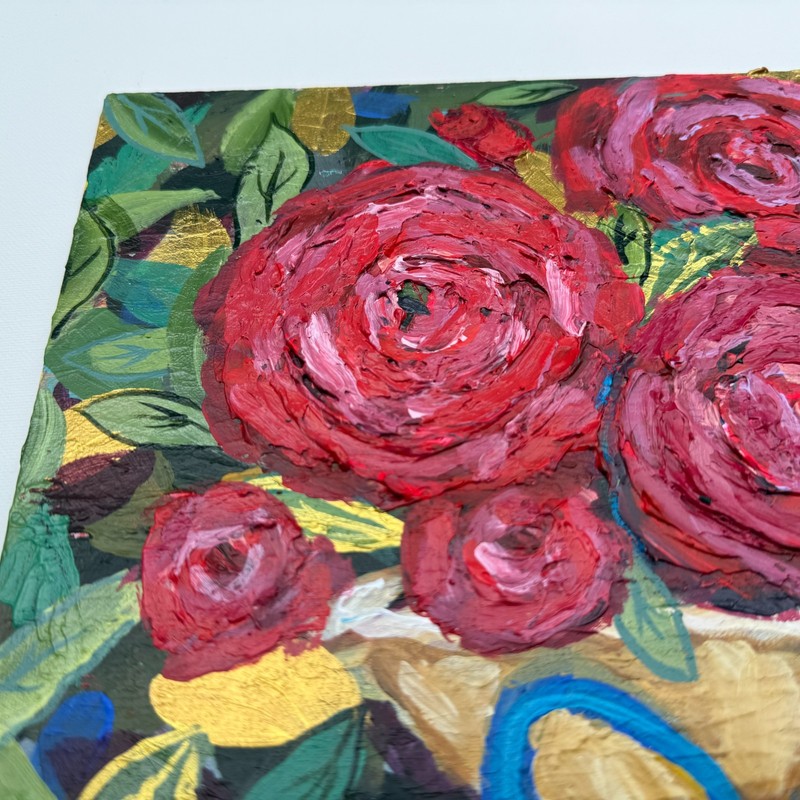 Original Roses Expressionism 11x14 Beautiful Flowers Handmade Signed Art CP 2 gallery