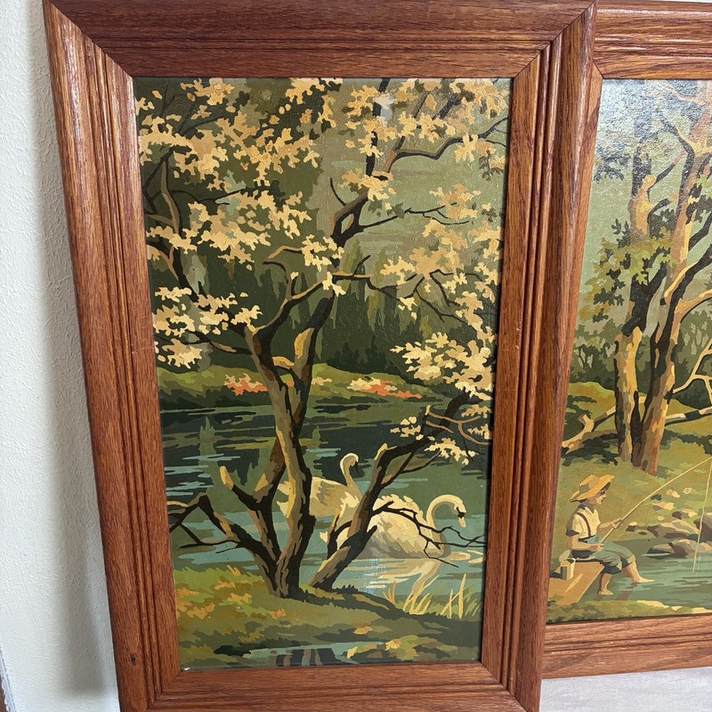 Vintage Paint By Number Four Seasons Set 4 Completed Framed Landscape Art gallery