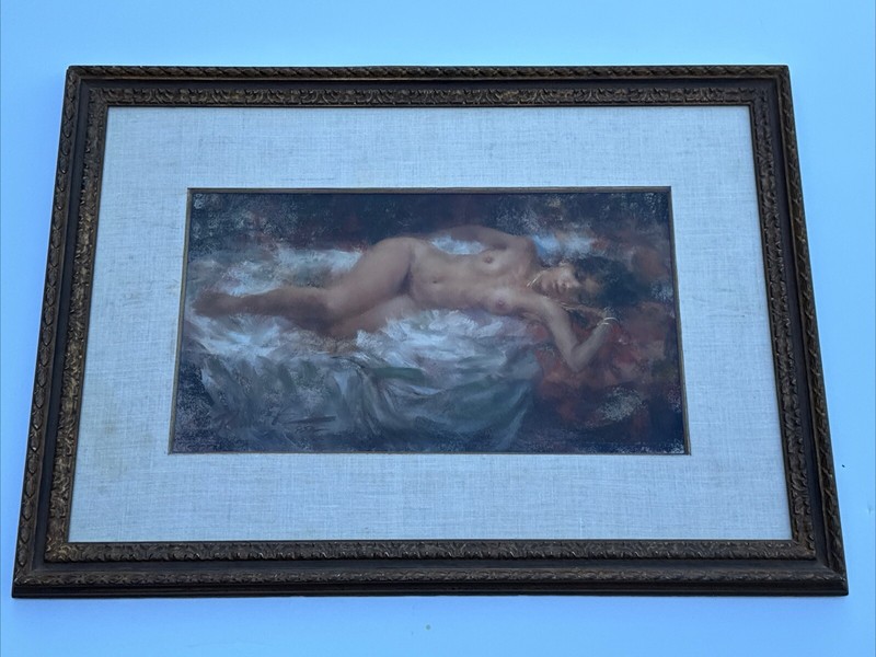 RAMON KELLEY DRAWING NUDE WOMAN PRETTY FEMALE MODEL LISTED FAMOUS PASTEL 18″