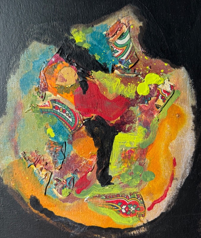 Contemporary Mixed Media Multi-Color Abstract Acrylic Painting Modern Art - C gallery