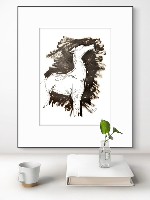 SAMATOWIC Original Abstract Dog 9x12 Paper Ink Sketch Signed Fine Art 28 gallery