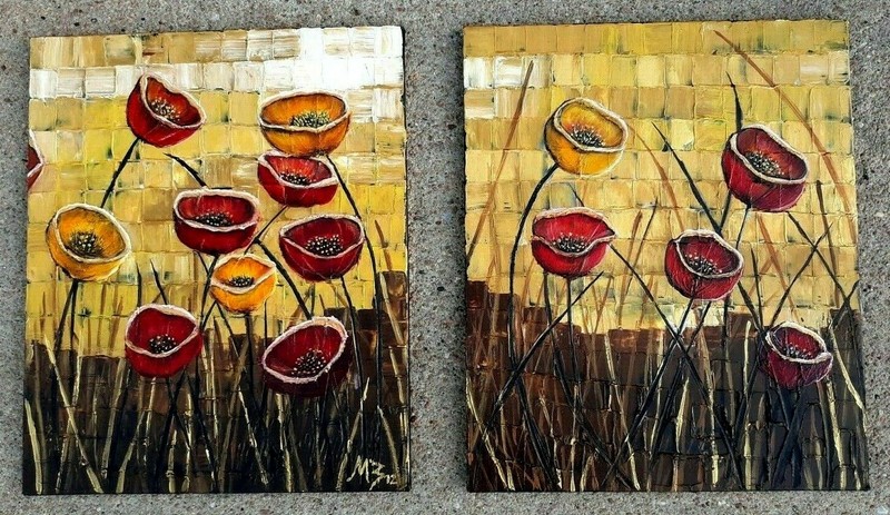 POPPY FLOWERS – Modern abstract painting – Thick texture – BEAUTIFUL COLORFUL