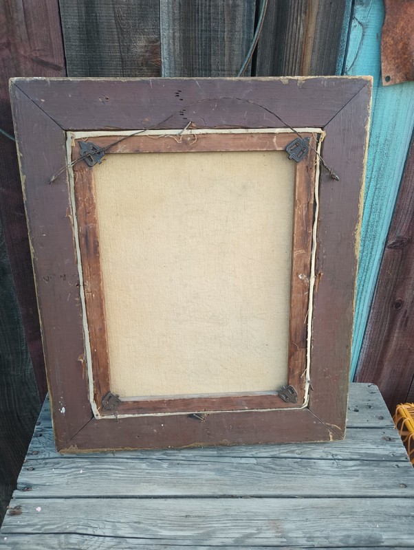 Antique Golden Forest Painting On Linen Ornate Gessoed Frame gallery