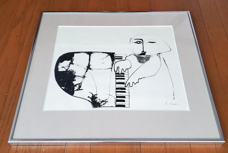 OSWALDO DOGUAYASAMIN STYLE EXPRESSIONIST BLACK & WHITE ART SIGNED FRAMED RARE gallery