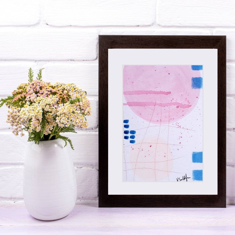 Abstract Gouache Painting Circles 5×7 Expressionist Original Modern Minimalist