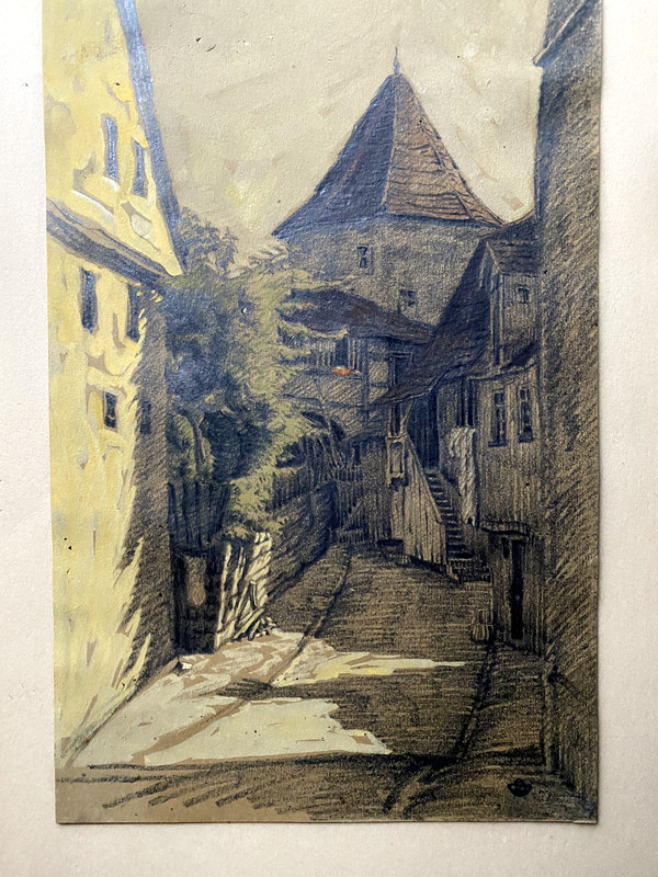 Drawing Old Town Tower Street Monogram Castle Medieval Who Knows The Place ?? gallery