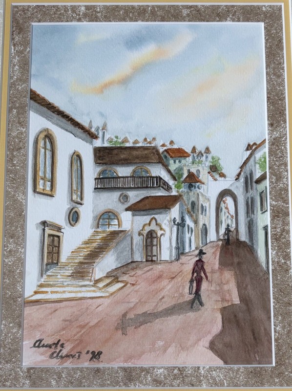 Watercolor Painting Stucco Architecture Southwestern Light And Shadow Play
