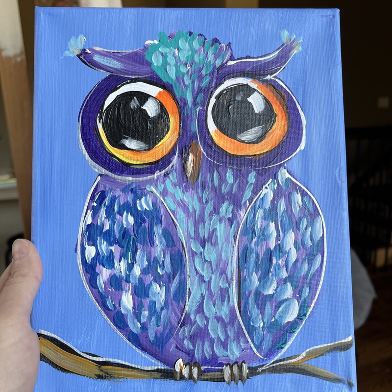 Whimsical Owl,original Acrylic Painting,8/10 gallery
