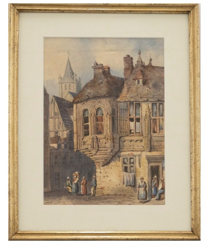 Follower of Samuel Prout – Framed 19th Century Watercolour, City of Rouen