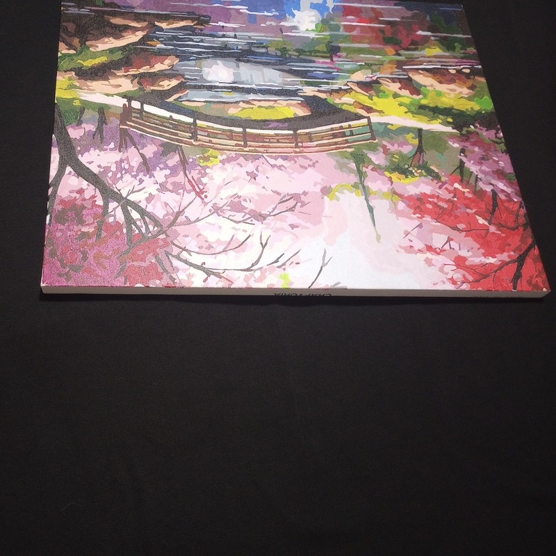 Completed "Craftoria" Paint By Number, Bridge River Scene. 40x50cm gallery