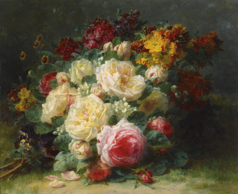 Roses Flowers Oil painting Picture Wall Art Giclee Printed on canvas P414