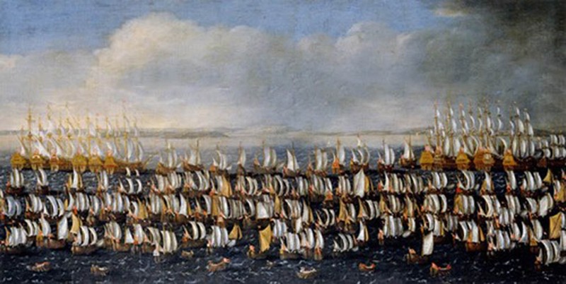 high quality oil painting handpainted on canvas»The Danish invasion fleet 1676″
