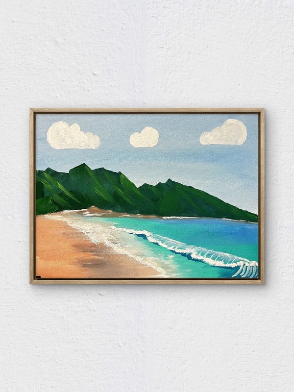 RiverRunArt Original Ocean Waves 12×16 Acrylic Canvas Bedroom Wall Art