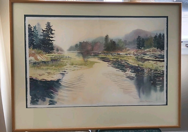 Original Carole A. Battle “Memories of a Summer Morning” Watercolor 40×26 Signed
