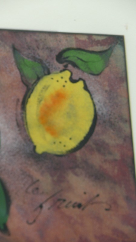 BARBARA CULP ENAMELED METAL SCULPTURE FRUIT LEMON LIME PAINTING