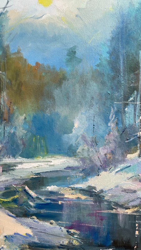 Oil painting Deep winter Ukrainian painter Canvas Framed Decor original landscap gallery