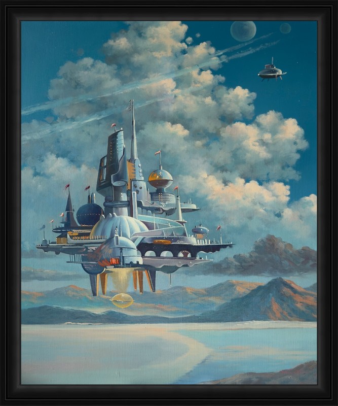 NASA Space Station Lunar Landscape- 20×24 inch oil painting on canvas signed