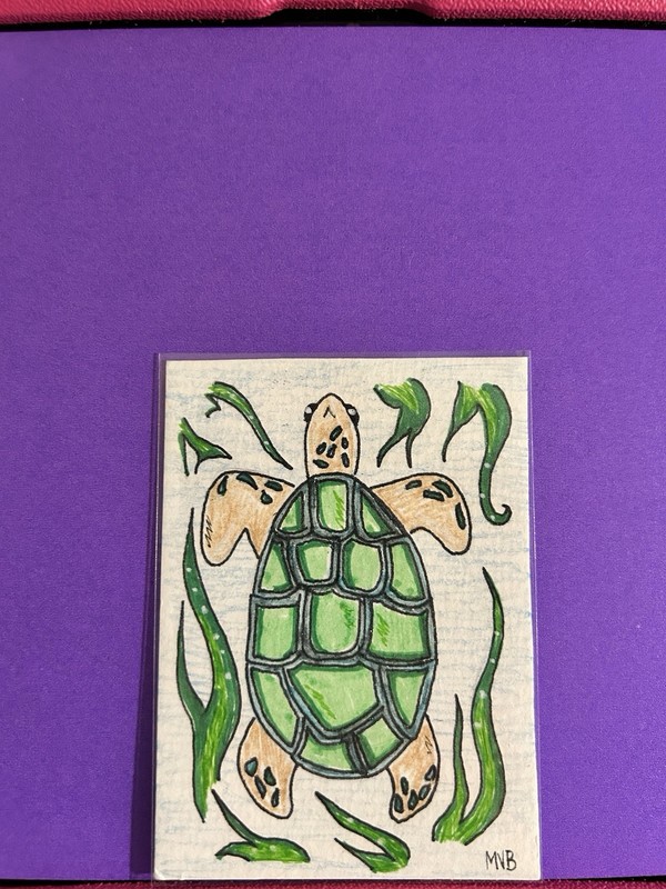 ACEO Art Card Original’ Sea Turtle In The Ocean