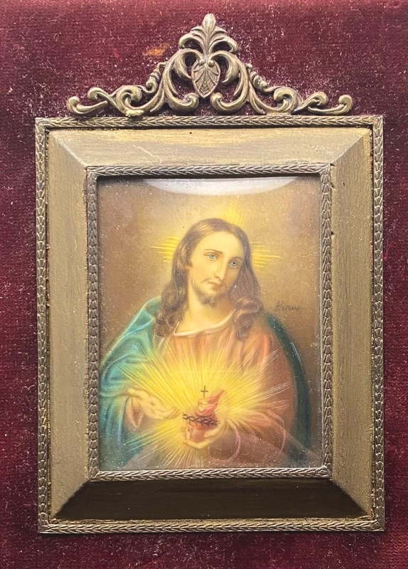 ANTIQUE AFTER BATONI MINIATURE JESUS CHRIST PAINTING, SIGNED HERMO, c1910 g gallery