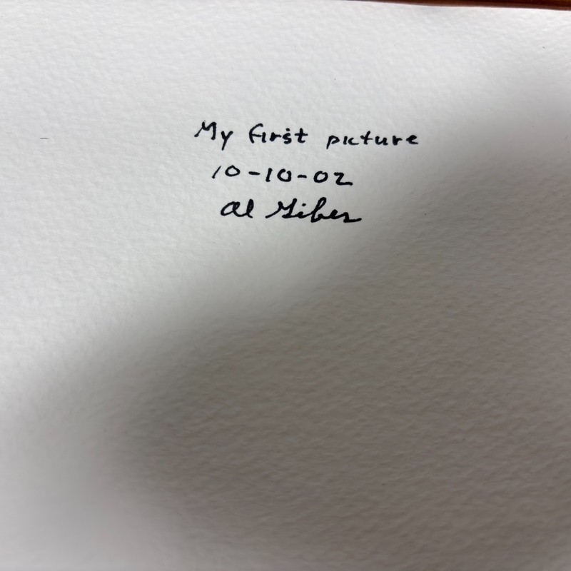 Original Watercolor Painting by Al Gibbs – “My First Picture” Dated 2002 – Frame gallery