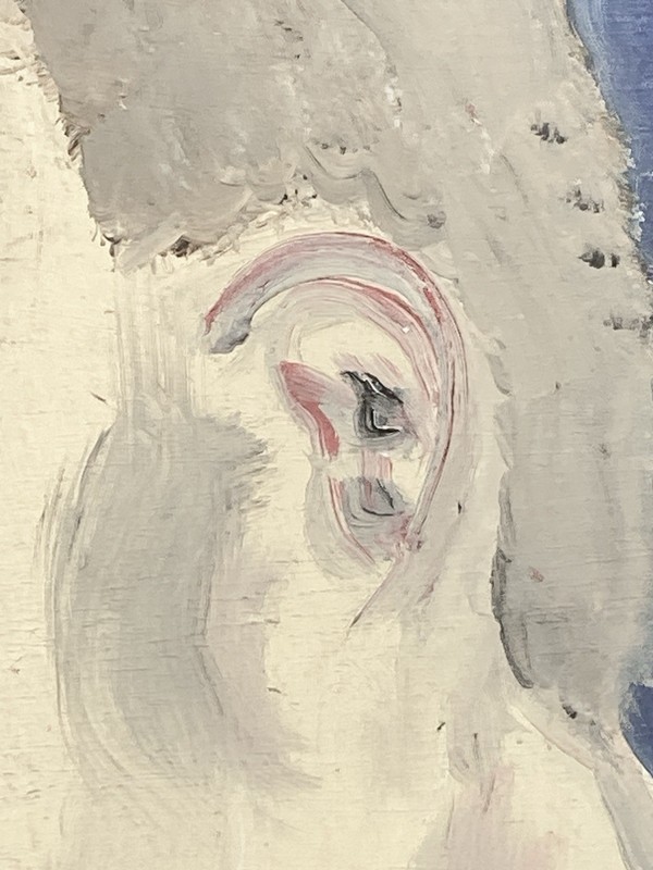 Original Painting, Stylized Head in Profile Unframed on Board (Naive/Outsider?) gallery