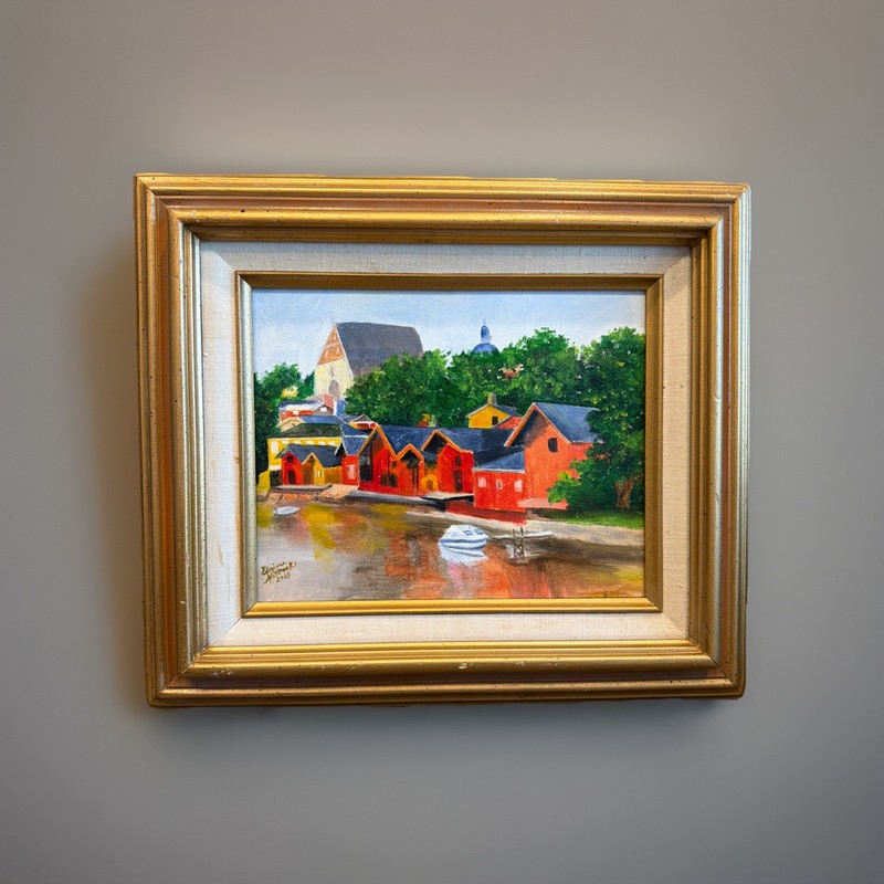 Original Oil Painting “Scene By The River” By Elaine Wilbanks OOAK 11”x15”