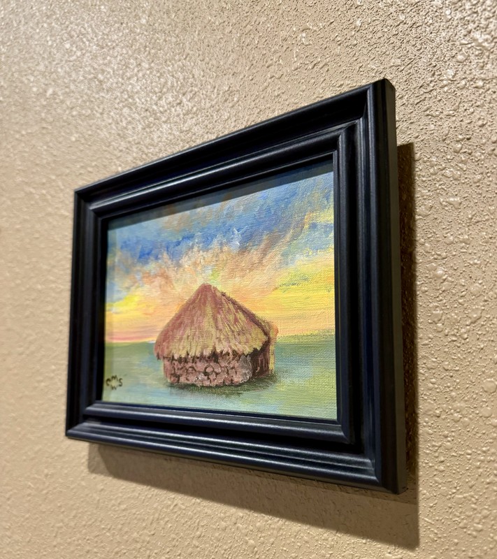 Original Acrylic painting, Choctaw Winter Home, Authentic Native American Art gallery