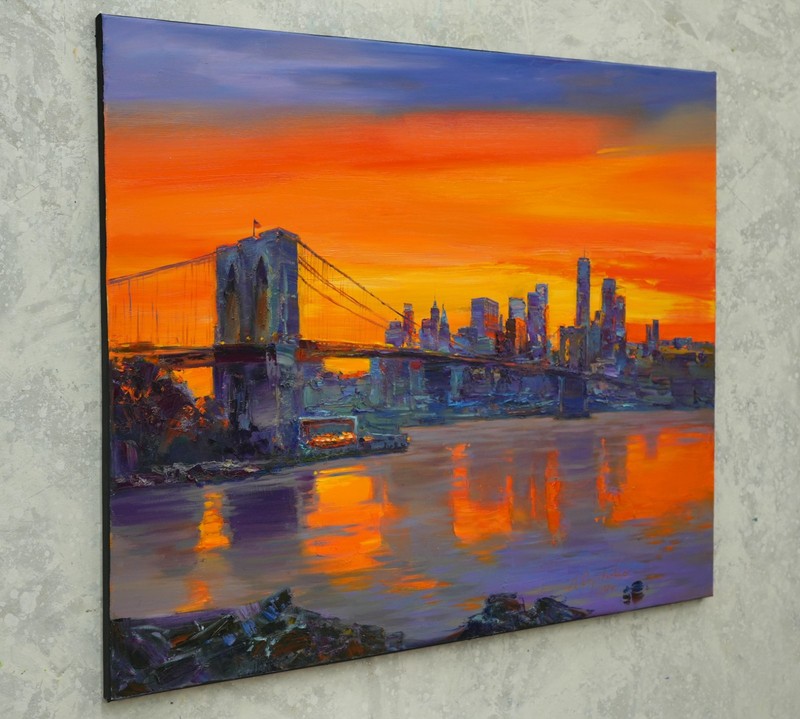 Brooklyn Bridge painting IMPRESSIONISM original art Oil canvas by A Onipchenko gallery